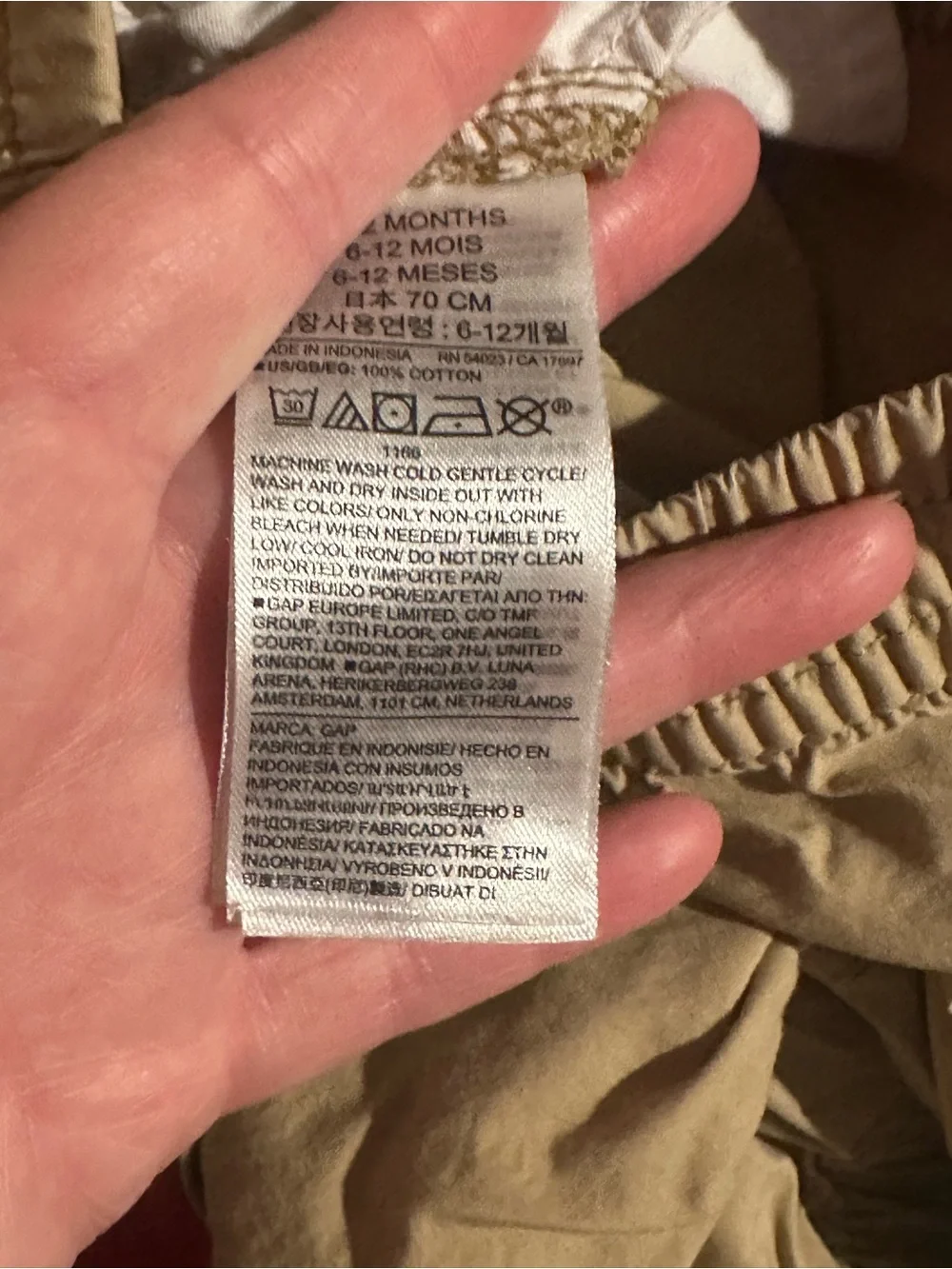 Gap Baby 6/12M Khaki Cargo Jogger Pants